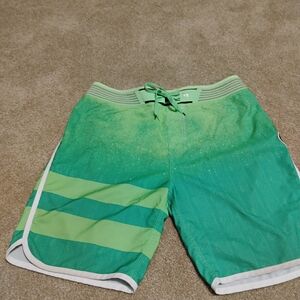 Green Hurley Shorts with Gradient and Drawstring Waist
